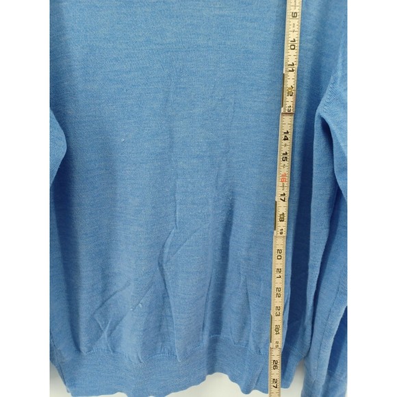 Ethan Pierce Sweater Men's Large Blue Fine Merino Wool V-Neck Long Sleeve - Picture 5 of 8